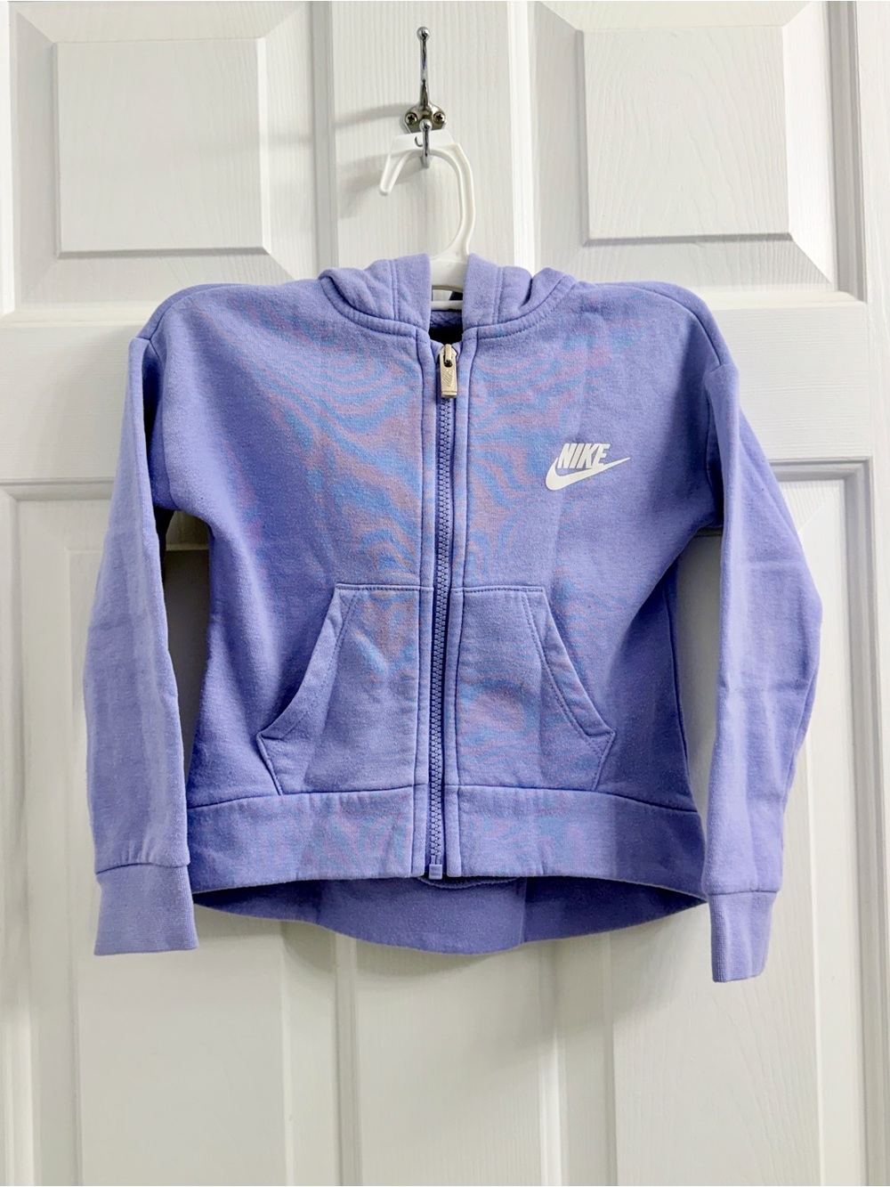 Nike Girls' Light Purple Zip Hoodie with White Logo (Size 3-4 Yrs)